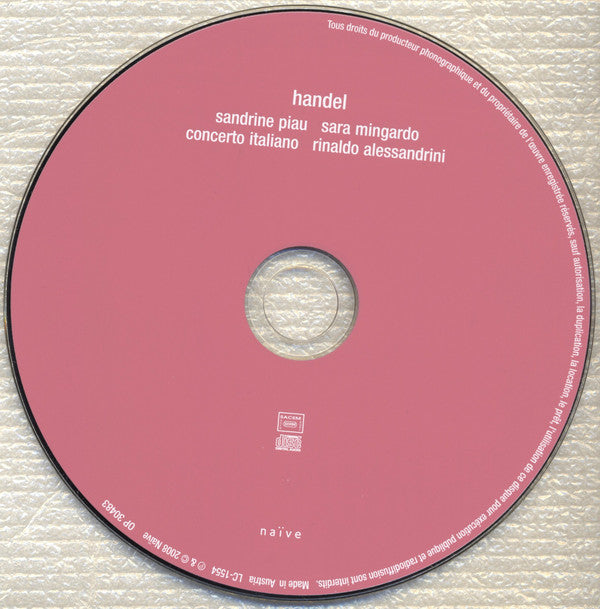 Georg Friedrich Händel - Sandrine Piau, Sara Mingardo, Concerto Italiano, Rinaldo Alessandrini : Arias And Duets (CD)