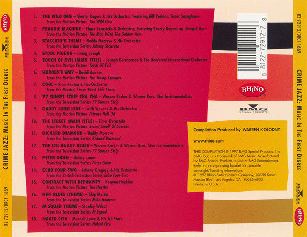 Various : Crime Jazz: Music In The First Degree (CD, Comp, RM)