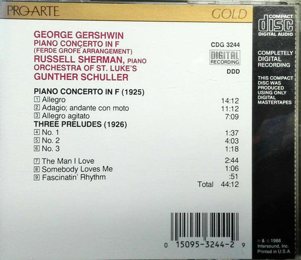 Russell Sherman, Gunther Schuller / Orchestra Of St. Luke's, George Gershwin : Piano Concerto (CD)