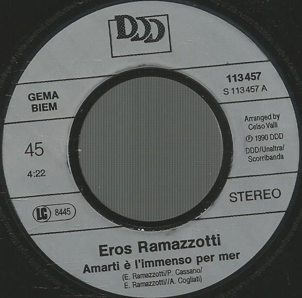 Eros Ramazzotti : Amarti È L'Immenso Per Me (7", Single)