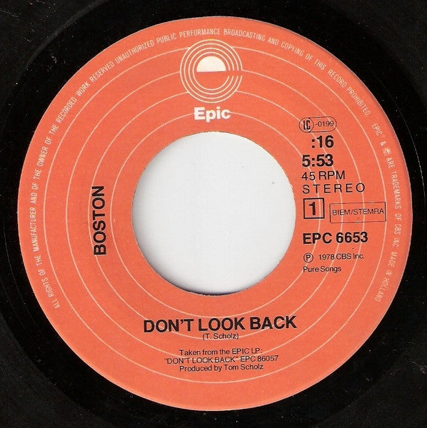 Boston : Don't Look Back (7", Single)