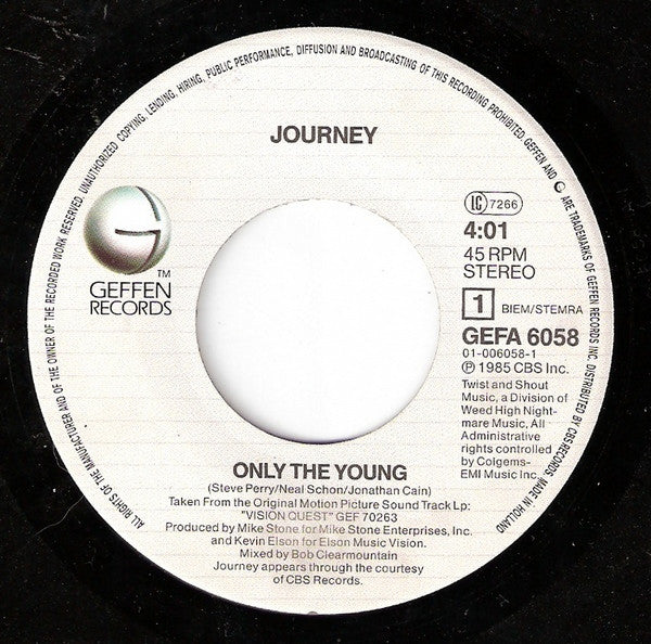 Journey : Only The Young (7", Single)