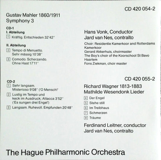 Gustav Mahler / Richard Wagner / Residentie Orkest : Symphony 3 / Mathilde Wesendonk Lieder (2xCD, RE)