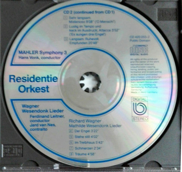 Gustav Mahler / Richard Wagner / Residentie Orkest : Symphony 3 / Mathilde Wesendonk Lieder (2xCD, RE)