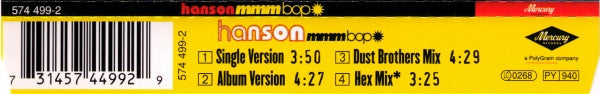Hanson : Mmm Bop (CD, Single, PMD)