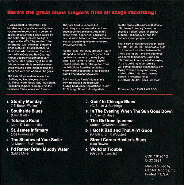 Lou Rawls : Live! (CD, Album)