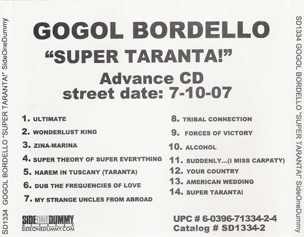 Gogol Bordello : Super Taranta! (CD, Album, Promo)