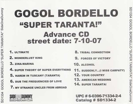 Gogol Bordello : Super Taranta! (CD, Album, Promo)
