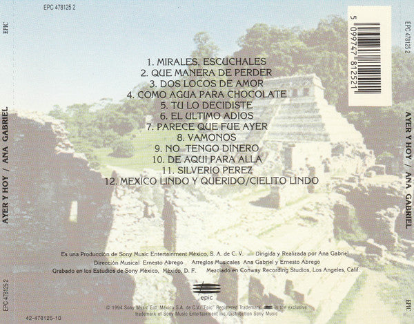Ana Gabriel : Ayer y Hoy (CD, Album)