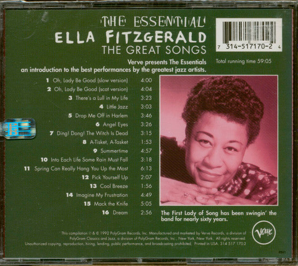 Ella Fitzgerald : The Essential Ella Fitzgerald: The Great Songs (CD, Comp, RM)