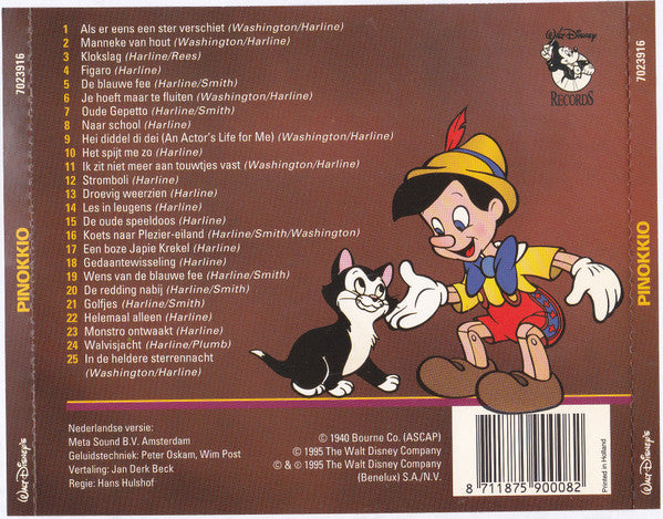 Various : Walt Disney's Pinokkio (Originele Nederlandstalige Soundtrack) (CD, Album)