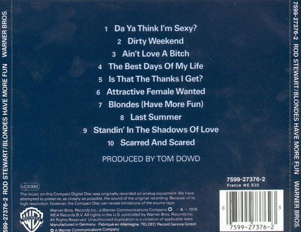 Rod Stewart : Blondes Have More Fun (CD, Album, RE)