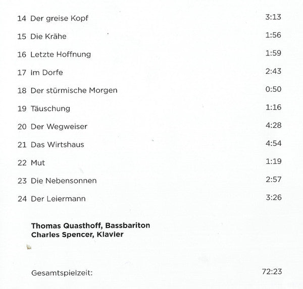 Thomas Quasthoff, Charles Spencer (2) : Die Winterreise (CD, RE)