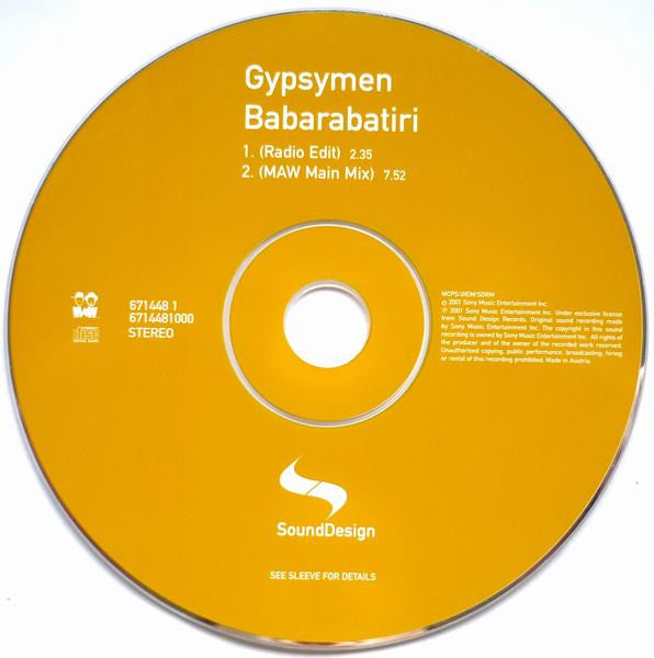 Gypsymen : Babarabatiri (CD, Single)