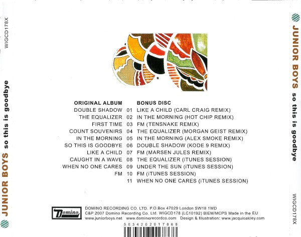 Junior Boys : So This Is Goodbye (CD, Album + CD + S/Edition)