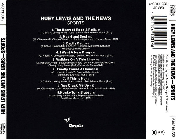 Huey Lewis & The News : Sports (CD, Album, RE)