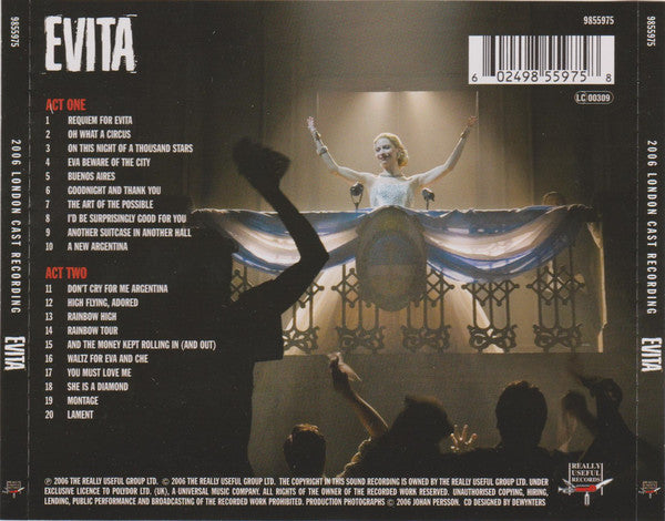 Andrew Lloyd Webber and Tim Rice : Evita (2006 London Cast Recording) (CD, Album)