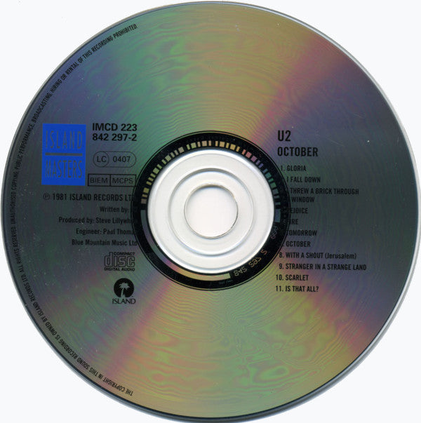 U2 : October (CD, Album, RE)