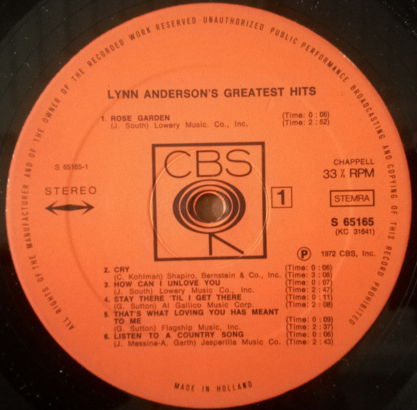 Lynn Anderson : Lynn Anderson's Greatest Hits (LP, Comp)