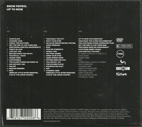 Snow Patrol : Up To Now (2xCD, Comp + DVD-V, Comp)