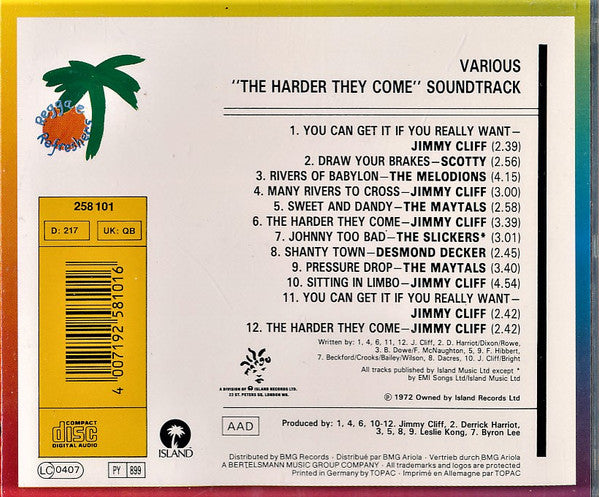 Various : The Harder They Come (Original Soundtrack Recording) (CD, Comp)