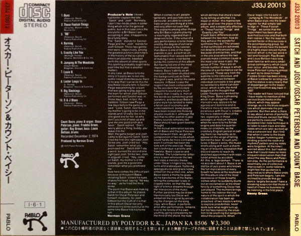 Oscar Peterson And Count Basie : "Satch" And "Josh" (CD, Album, RE)