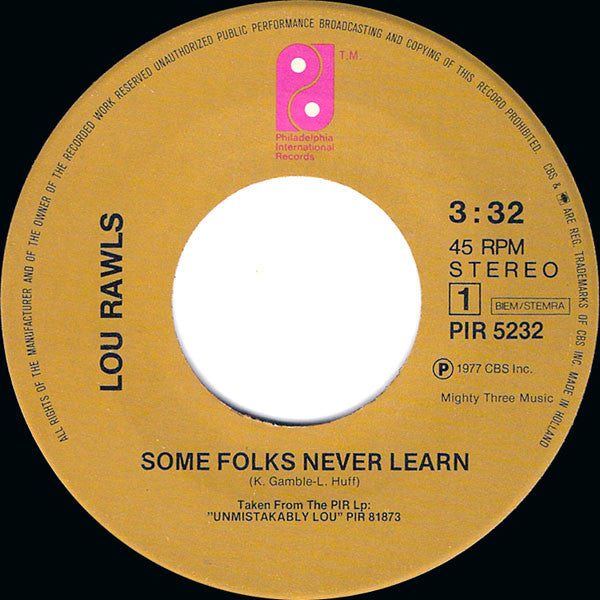 Lou Rawls : Some Folks Never Learn (7", Single)