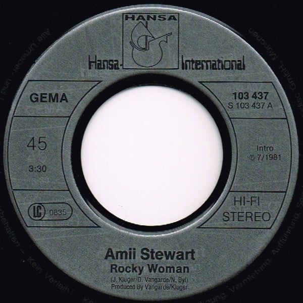 Amii Stewart : Rocky Woman / Busy Busy Man (7", Single)