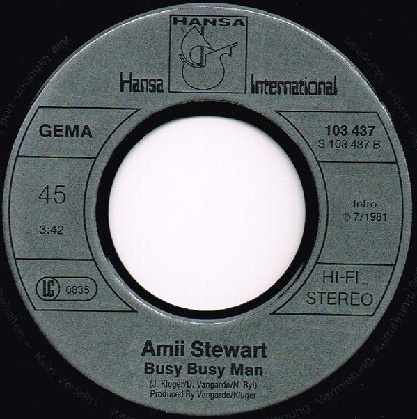 Amii Stewart : Rocky Woman / Busy Busy Man (7", Single)