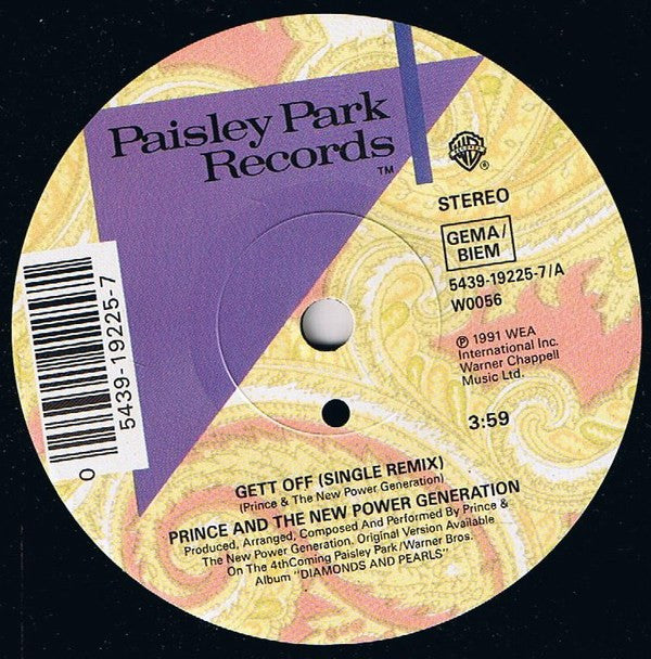 Prince And The New Power Generation : Gett Off (7", Single, Sma)