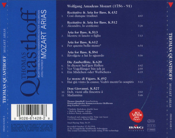Wolfgang Amadeus Mozart / Thomas Quasthoff : Mozart Arias (CD, Album)