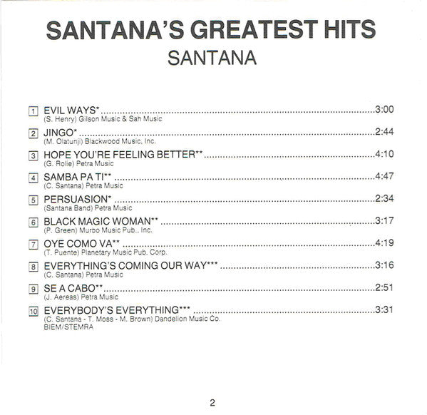 Santana : Santana's Greatest Hits (CD, Comp, RE)