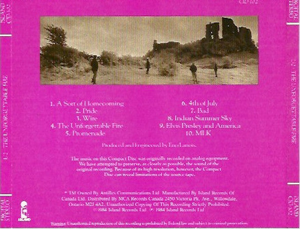 U2 : The Unforgettable Fire (CD, Album, RE)