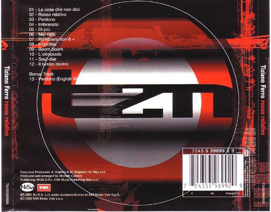 Tiziano Ferro : Rosso Relativo (CD, Album, RE)