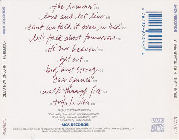 Olivia Newton-John : The Rumour (CD, Album)