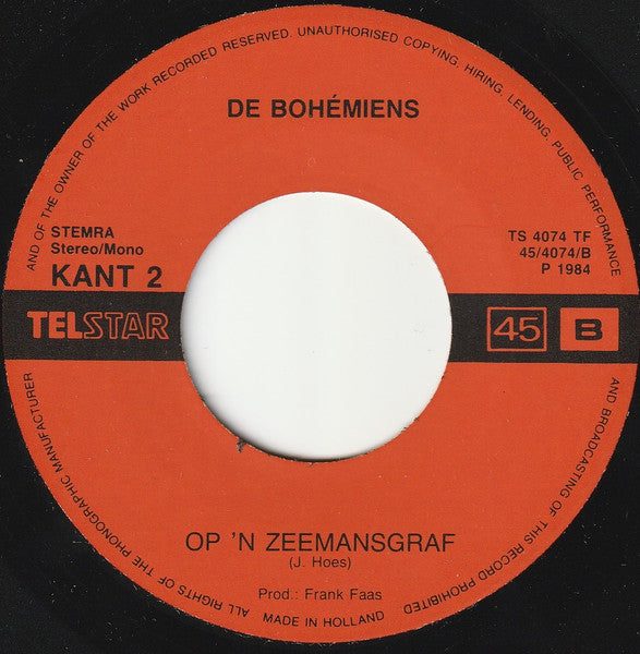 De Bohémiens : Schaam Je Toch Nooit Voor Je Handen (7")