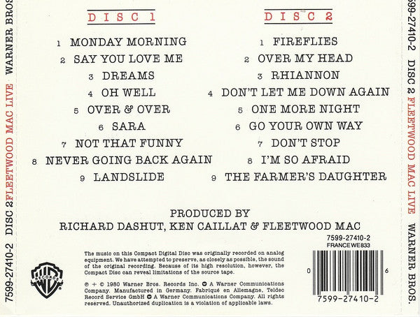 Fleetwood Mac : Fleetwood Mac Live (2xCD, Album, RE)