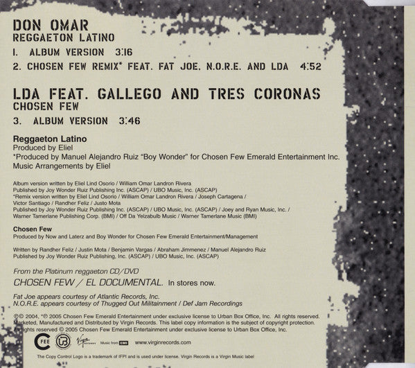 Don Omar : Reggaeton Latino (CD, Single, Copy Prot.)
