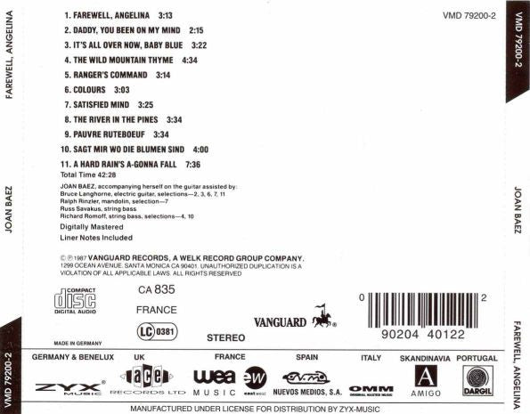 Joan Baez : Farewell, Angelina (CD, Album, RE)