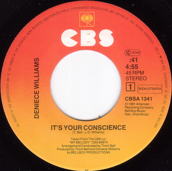 Deniece Williams : It's Your Conscience (7", Single)