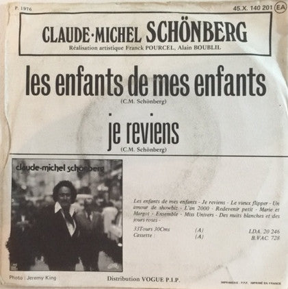 Claude-Michel Schönberg : Les Enfants De Mes Enfants / Je Reviens (7", Single)