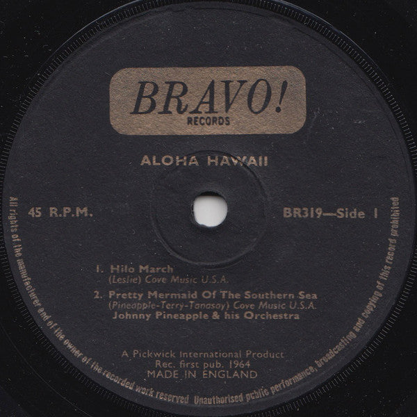 Johnny Pineapple And His Orchestra : Aloha Hawaii (7", EP, Sol)