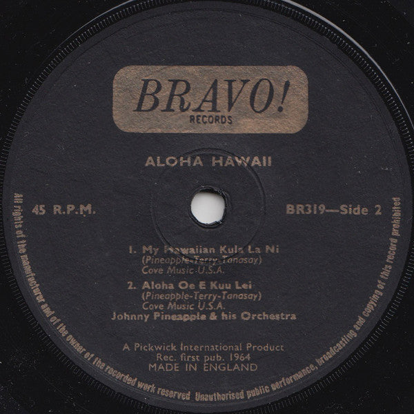 Johnny Pineapple And His Orchestra : Aloha Hawaii (7", EP, Sol)
