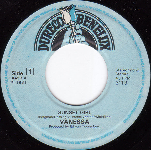 Vanessa (2) : Sunset Girl (7", Single)
