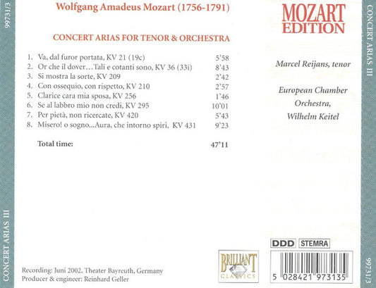 Wolfgang Amadeus Mozart : Concert Arias III (CD)