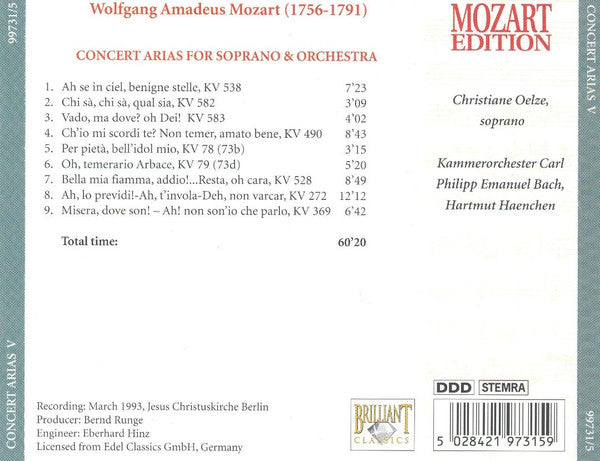 Wolfgang Amadeus Mozart : Concert Arias V (CD)
