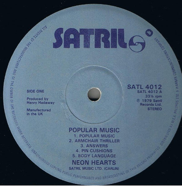 Neon Hearts : Popular Music (LP, Album)