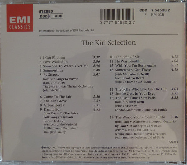Kiri Te Kanawa : The Kiri Selection (CD, Album, Comp)