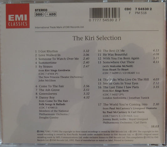 Kiri Te Kanawa : The Kiri Selection (CD, Album, Comp)
