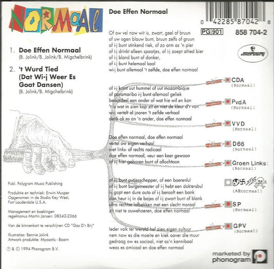 Normaal : Doe Effen Normaal (CD, Single, Car)